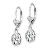 14k White Gold 7x5mm Oval Cubic Zirconia Leverback Earrings
